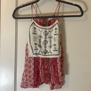 Beaded, pink pattern tank top